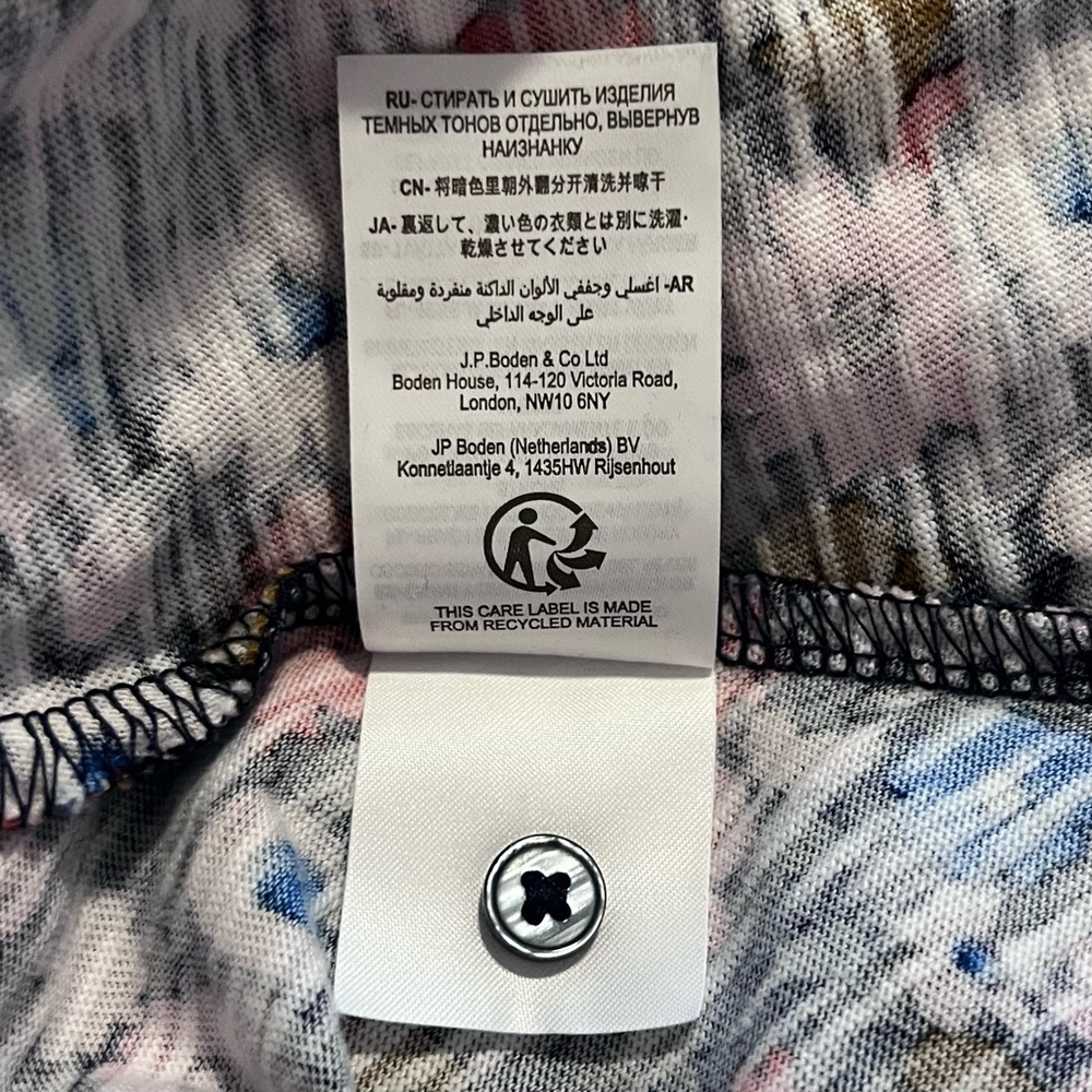 Boden Ruffle Button Mini Dress in French Navy, Elegant Bloom • Size 10 - Picture 16 of 16